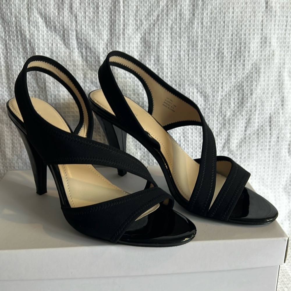 Calvin Klein Audrey Stretch Black Slingback Nappa Heels. Women's size 10
